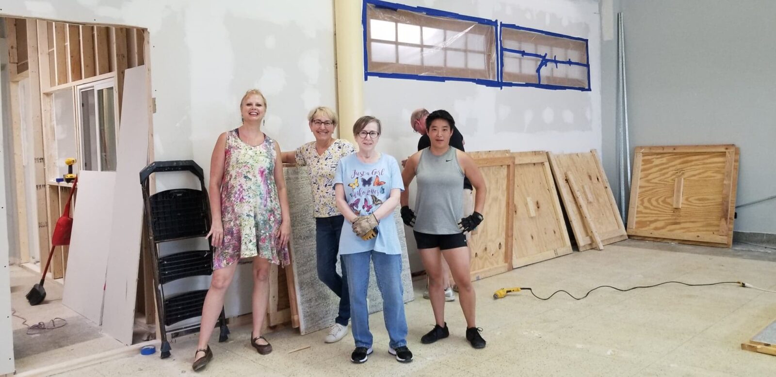 Volunteers at Keane Sense of Rhythm helping to build our new space