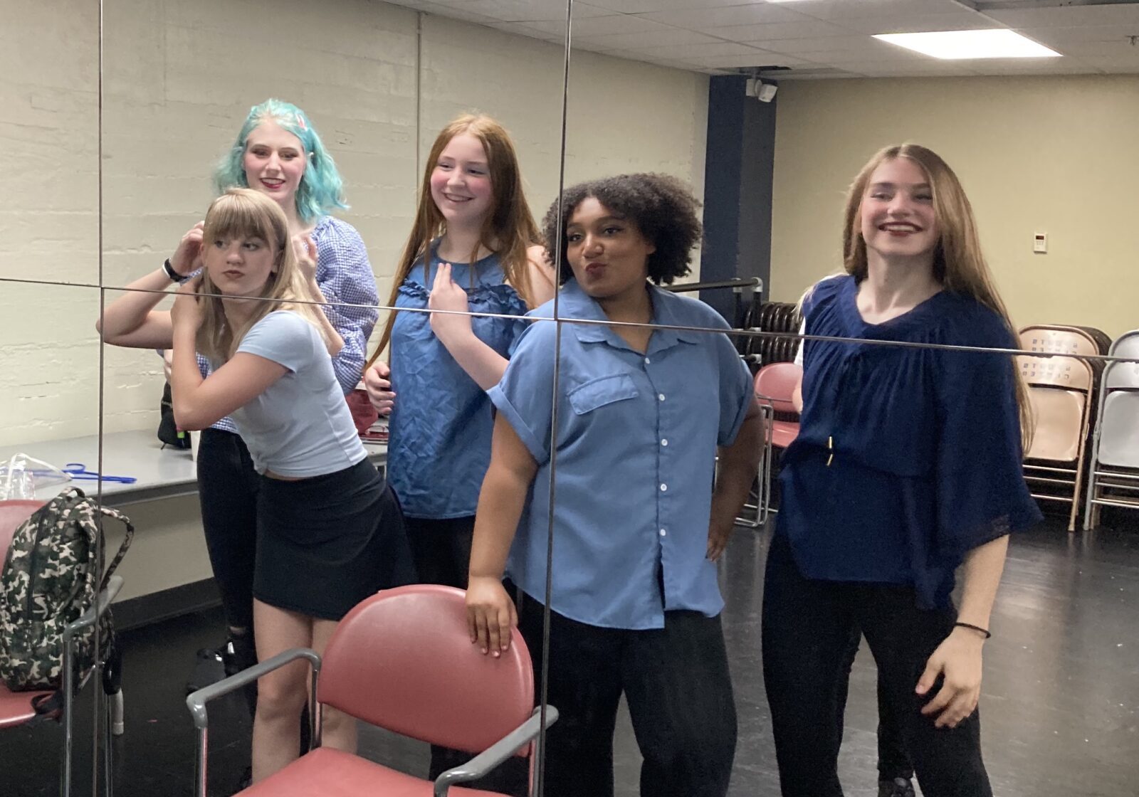Happy youth tap dancers backstage